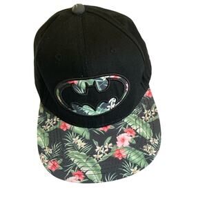 DC Comics Batman Cap Tropical Floral Colorful Black Snap Back Adjustable Unisex